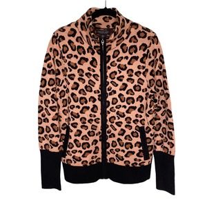 Rachel Zoe Leopard Print Full Zip Cardigan Sweater